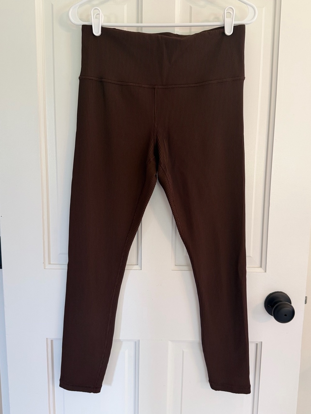 Athleta Elation Rib Tight Leggings Brown Ribbed High Rise Size Large